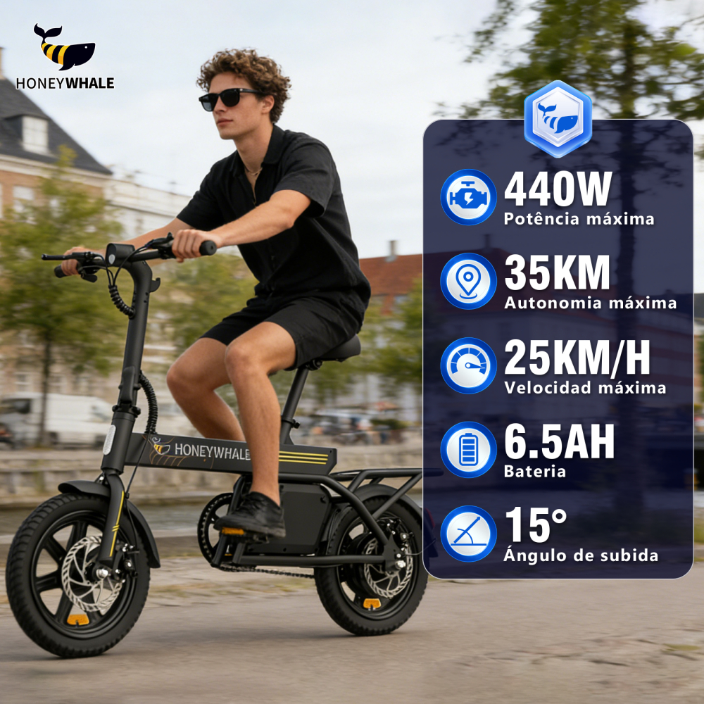 HONEYWHALE B20 Bicicleta Elétrica Adulto,440W Bic