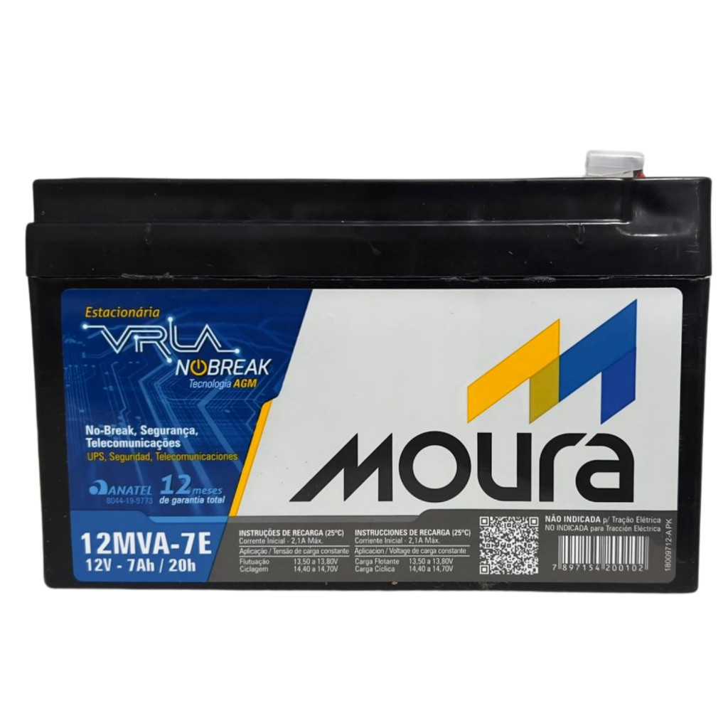 Bateria Moura 12V 7Ah Estacionária VRLA AGM p/ No
