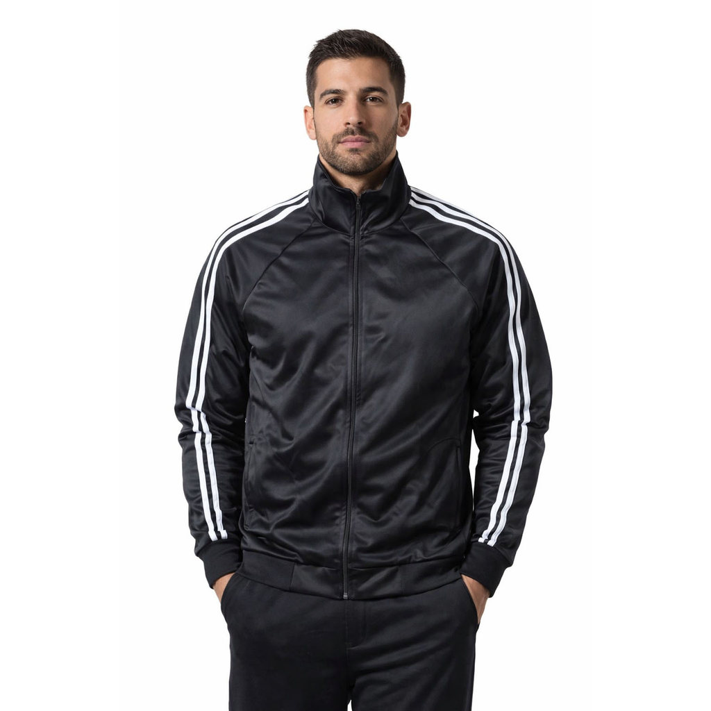 Jaqueta Masculina Gola Alta com Faixas de Cores Va