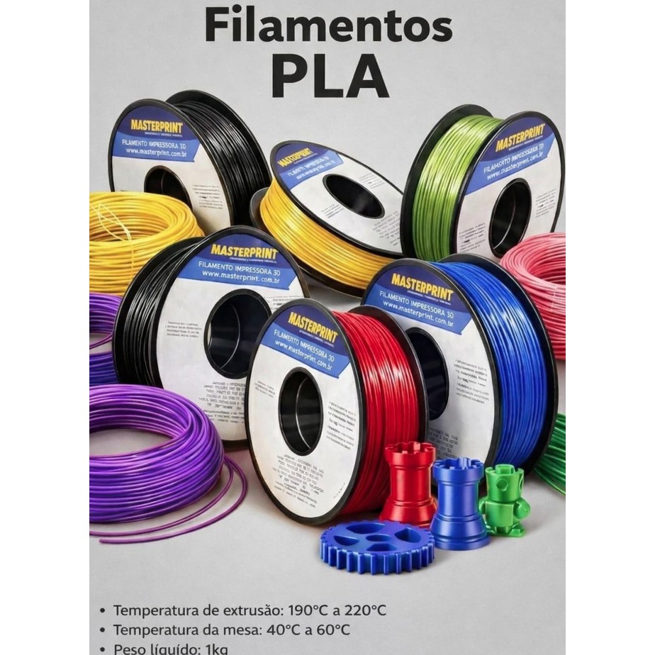 Filamento PLA 3D 1.75mm 1KG para Impressora 3D Mas