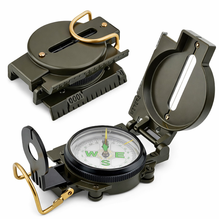 Bússola tática profissional com lupa de precisã