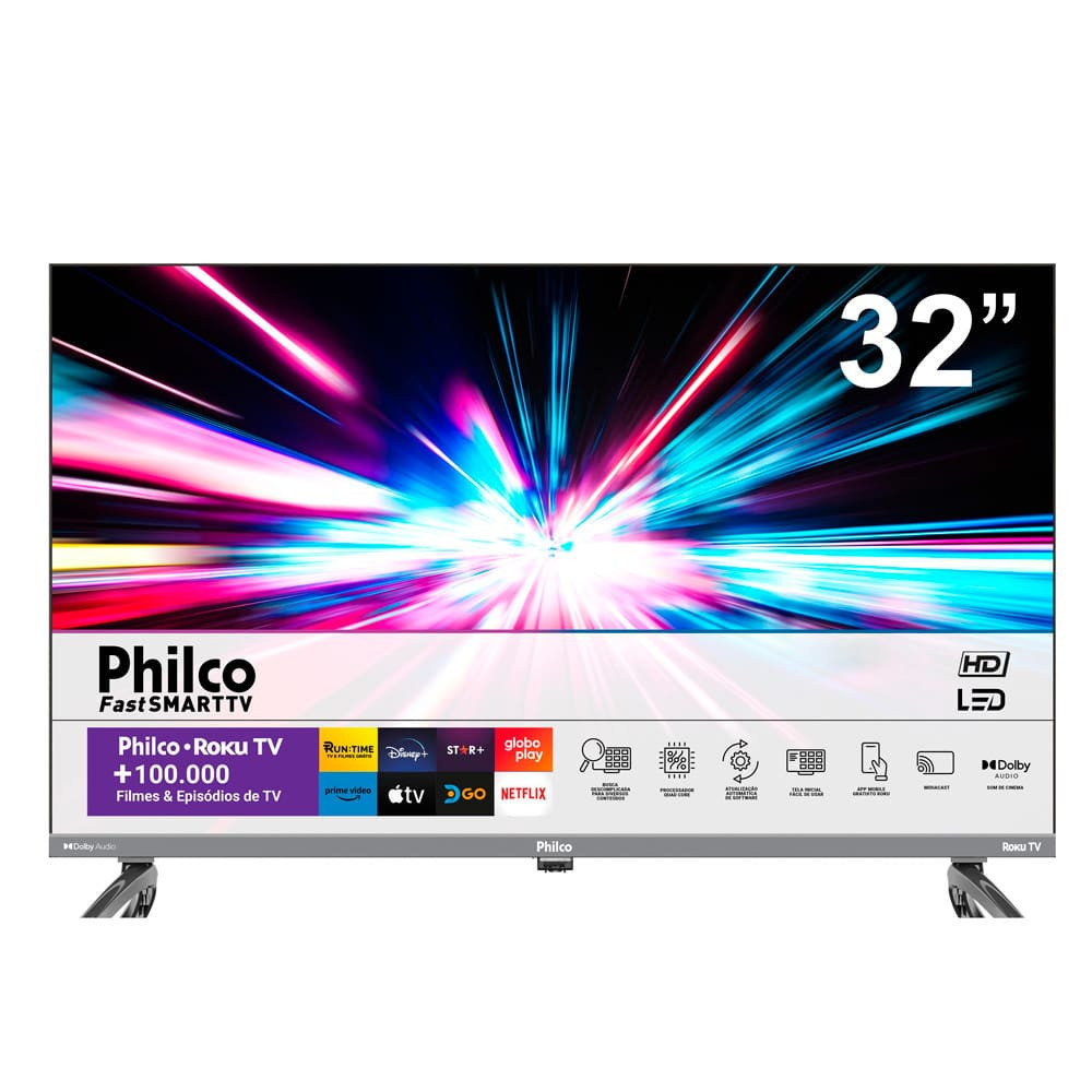 Smart TV LED 32 Polegadas PTV32K34RKGB Roku TV Phi