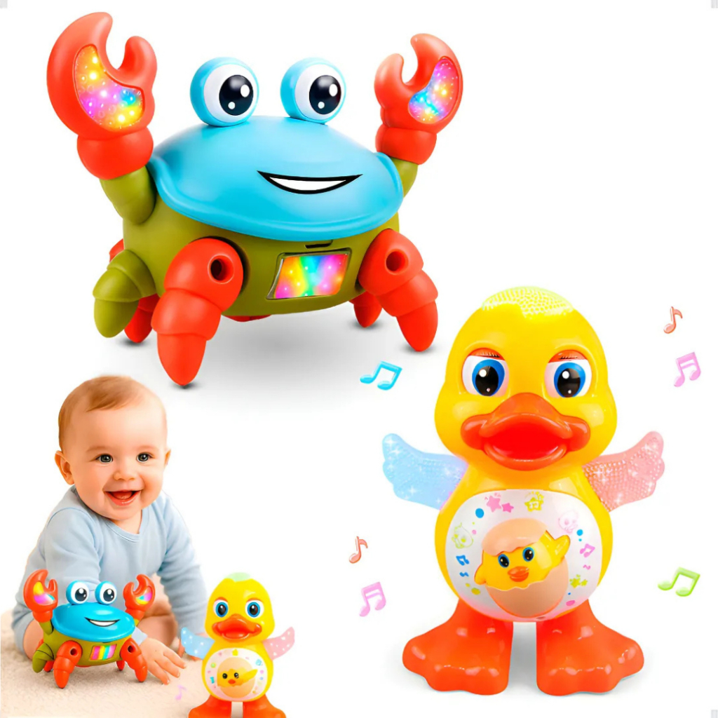 Kit Caranguejo Fujão e Pato Dançarino Brinquedo 