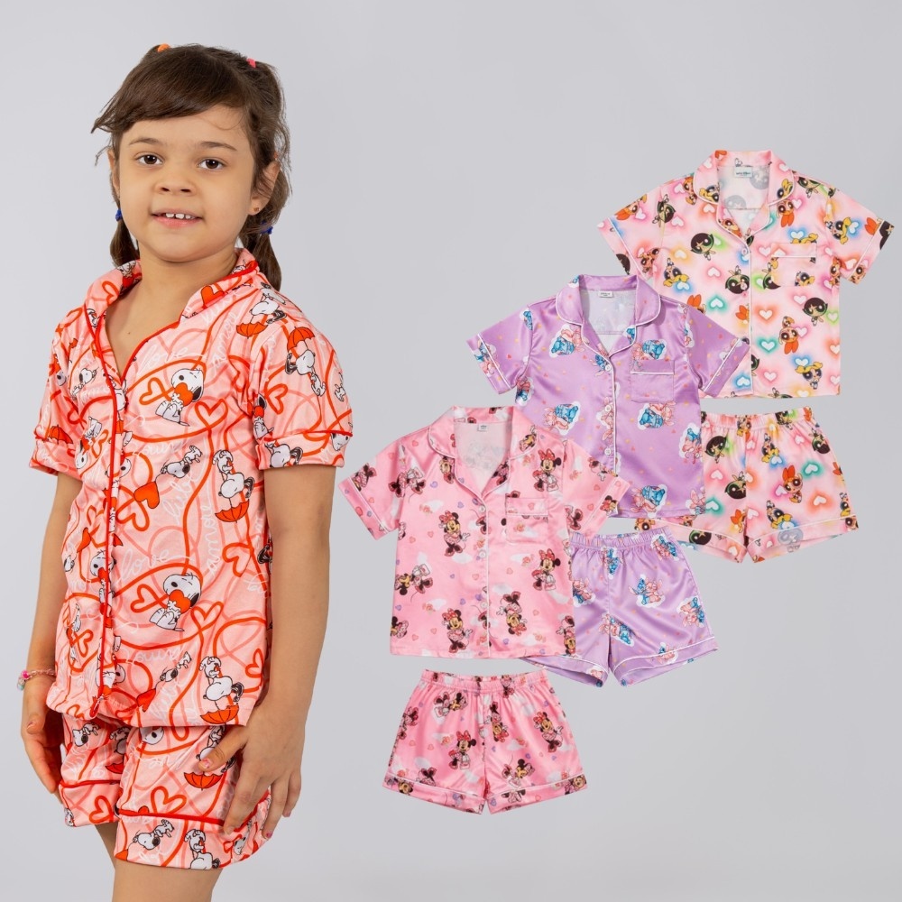Pijama Americano Infantil Menina Curto  Conjunto C