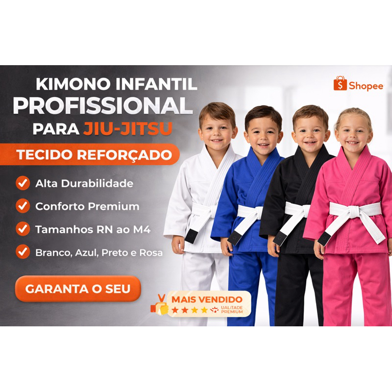 Kimono Infantil Jiu Jitsu Reforçado | Do RN ao M4