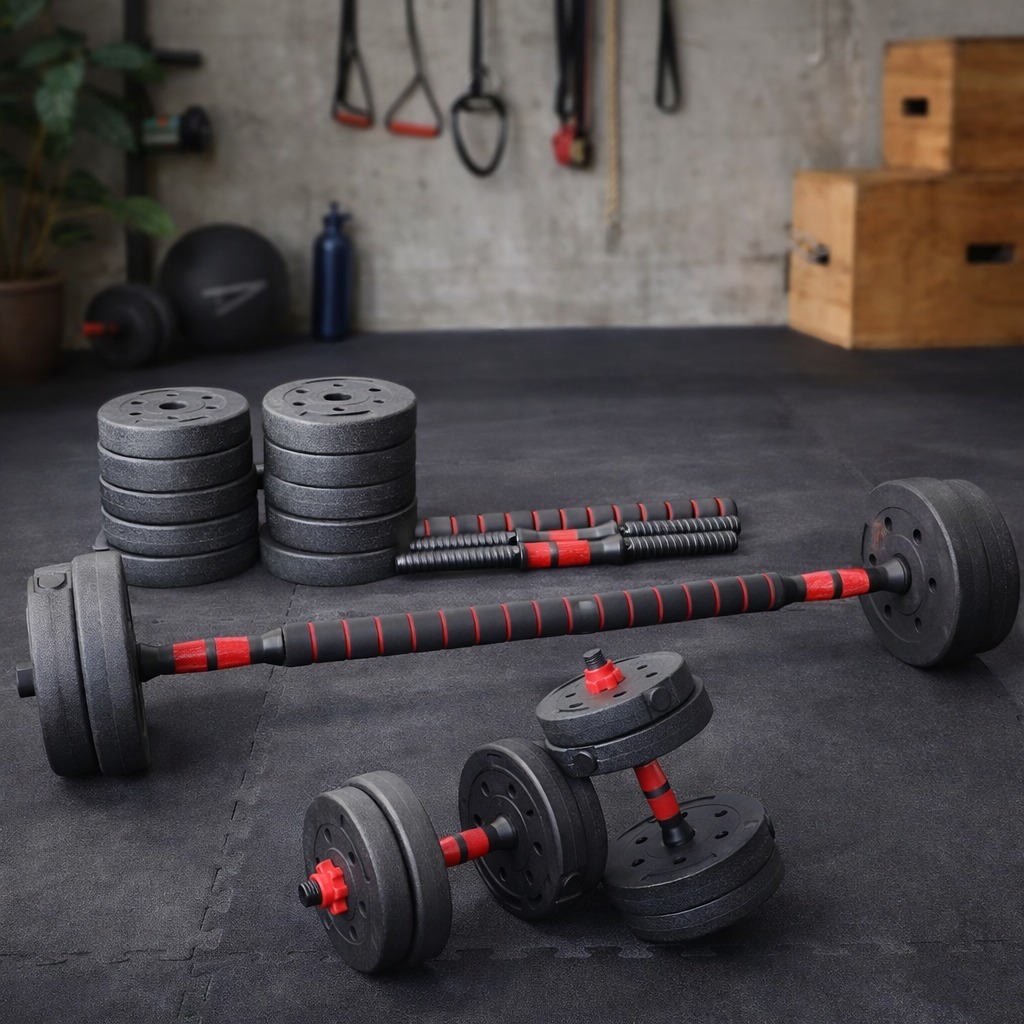 Kit Halteres e Barra 6 em 1 Peso Ajustável até 1