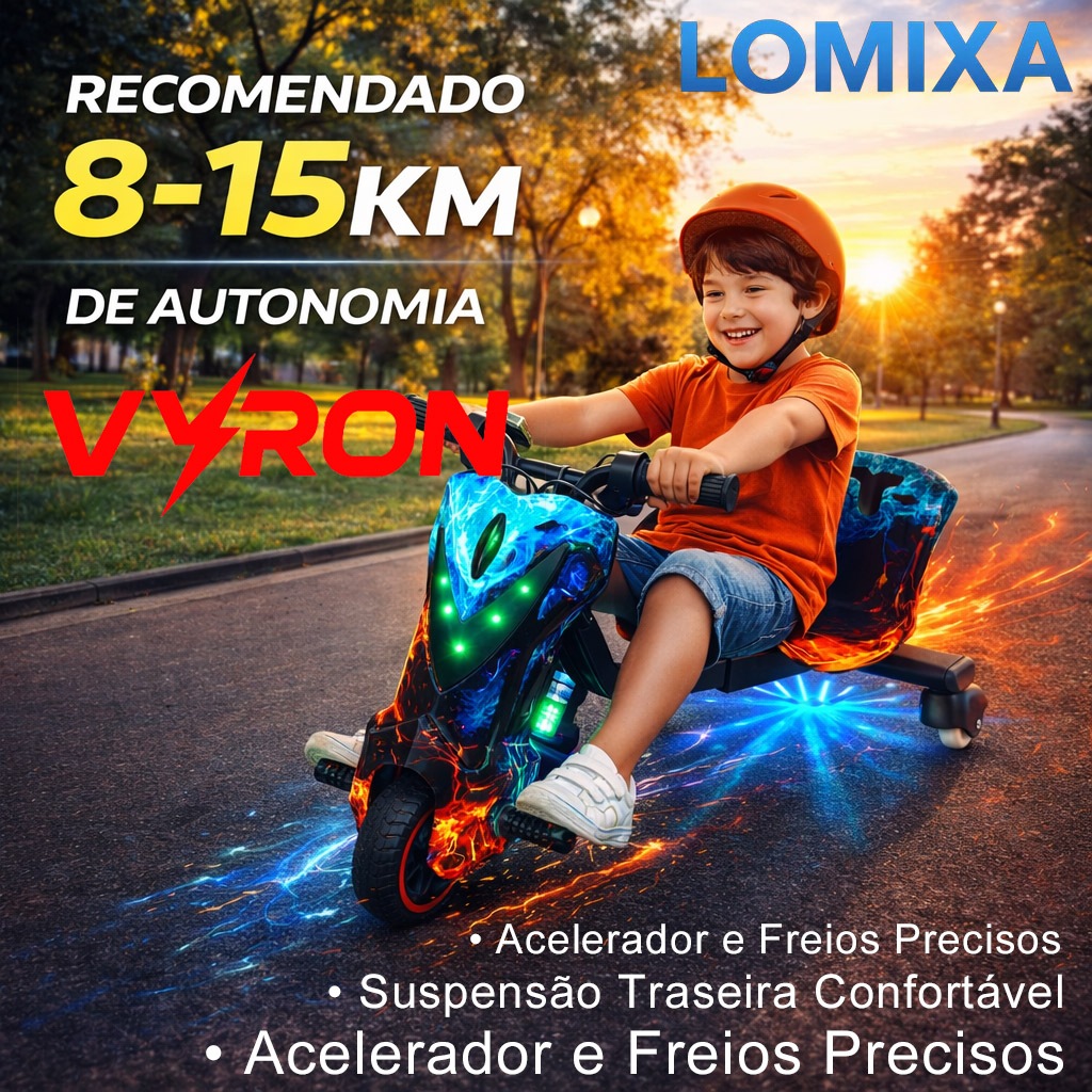 Triciclo Elétrico Drift 2 Lugares 250W Bluetooth 