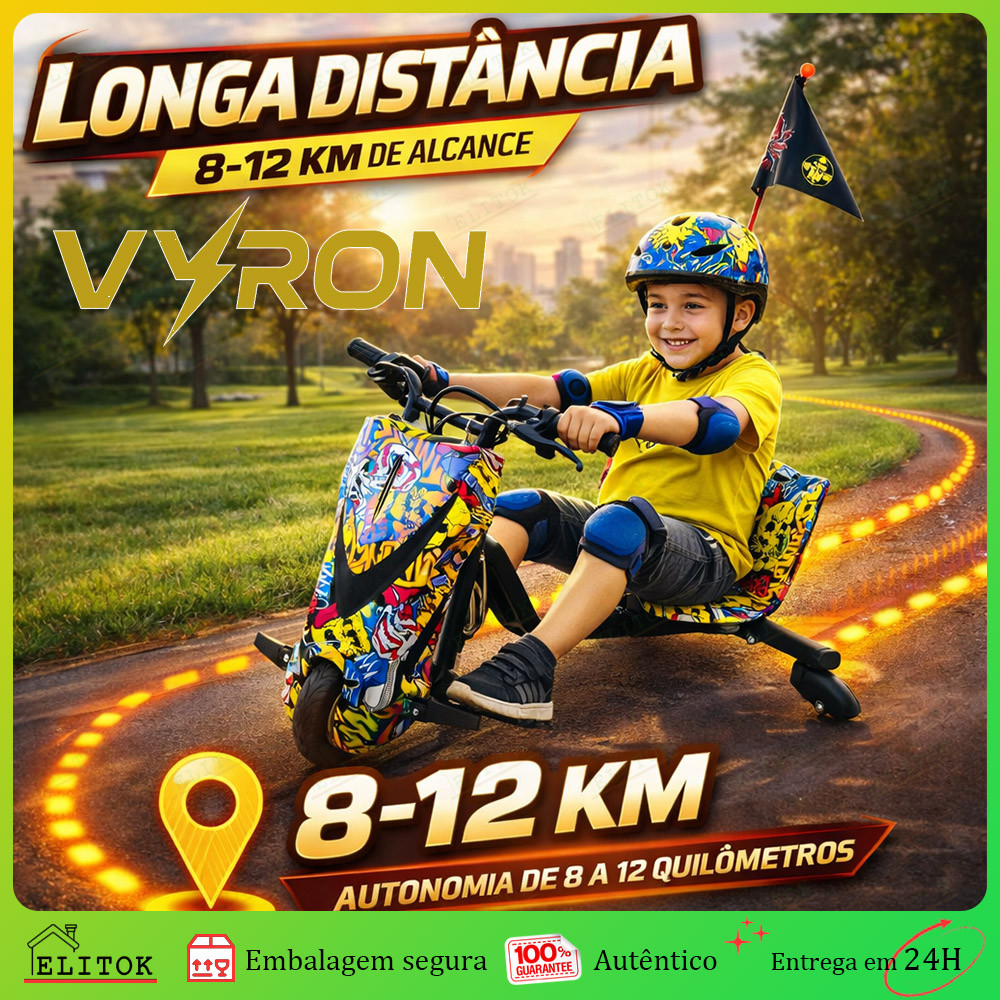 VYRON Triciclo Elétrico Drift Trike 250W LED Blue