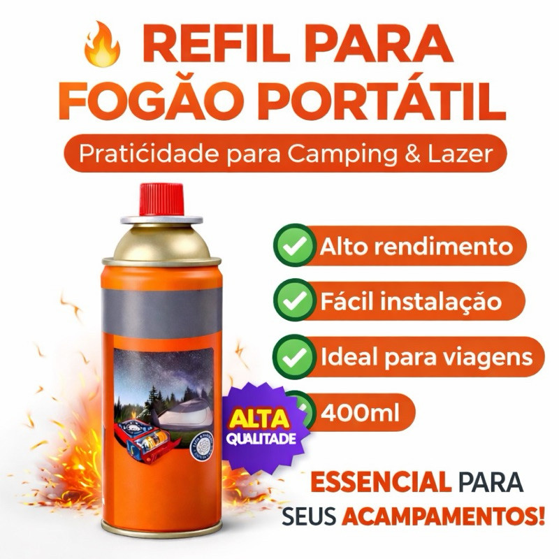 Refil para Fogão Portátil 400ml  Alto Rendimento