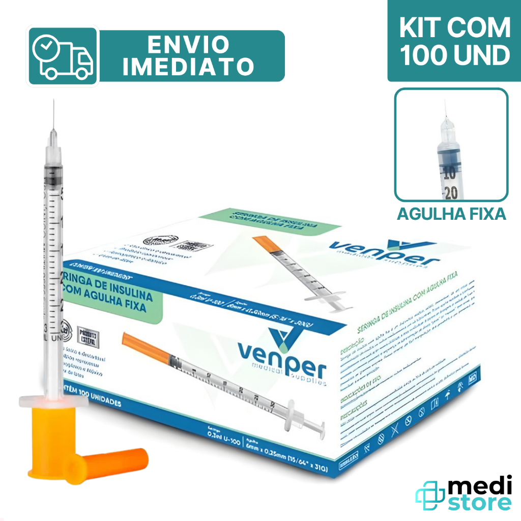 Kit com 100 – Seringa de Insulina Botox 0,3m