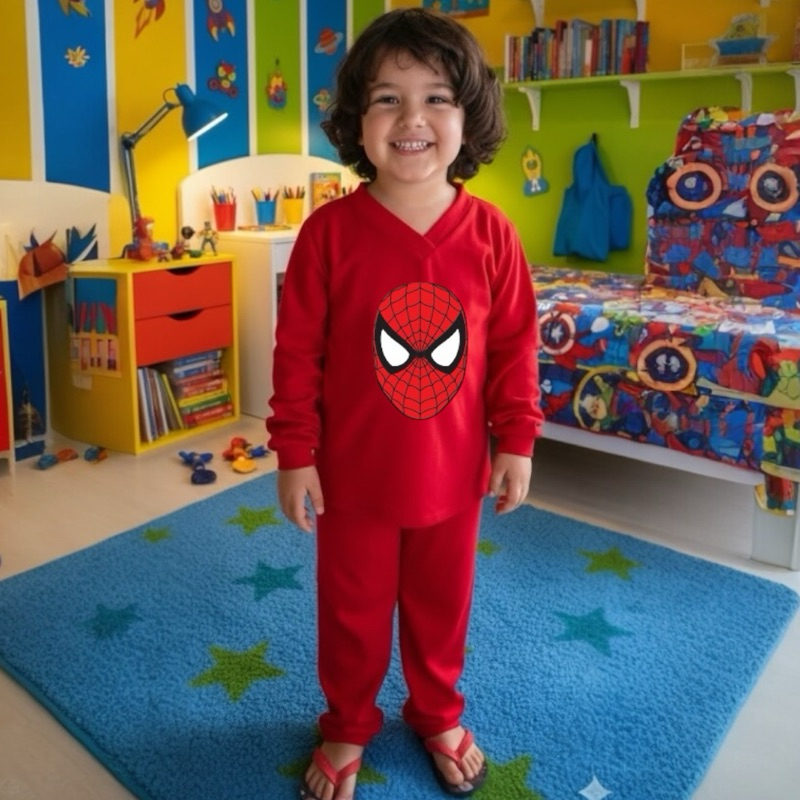 Pijama infantil longo personagem masculino –