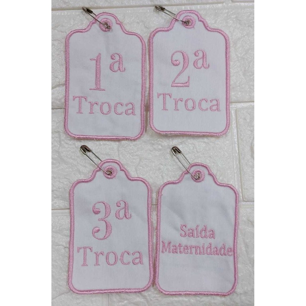Tag Bordada Troca Maternidade (kit 04 Peças) Saqu