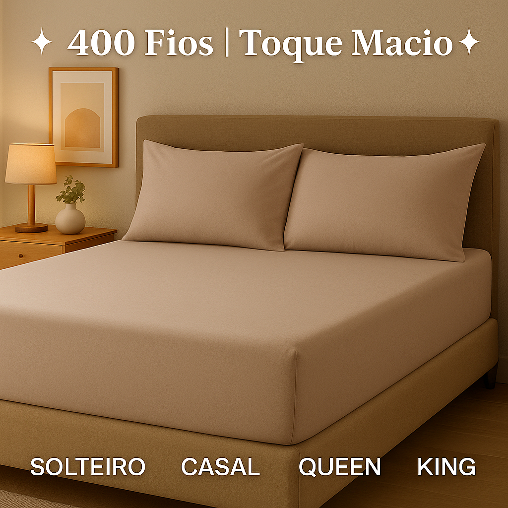 Jogo De Lençol 400 Fios Solteiro Casal Queen King
