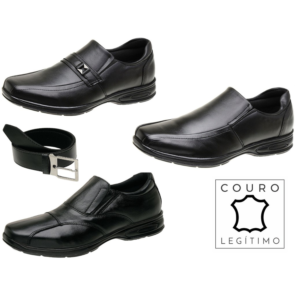 Kit 3 Pares + Cinto Sapato Social Anti Stress Orto