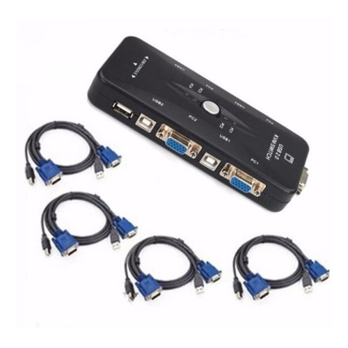Chaveador Kvm Usb Switch 4 Portas Vga/ E Kit 4 Cab