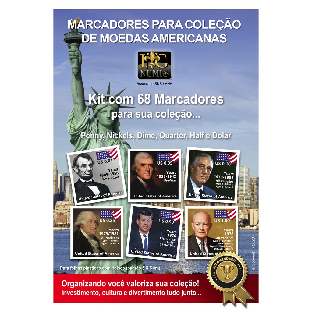 Marcador para Coleção de Moedas Americanas ̵
