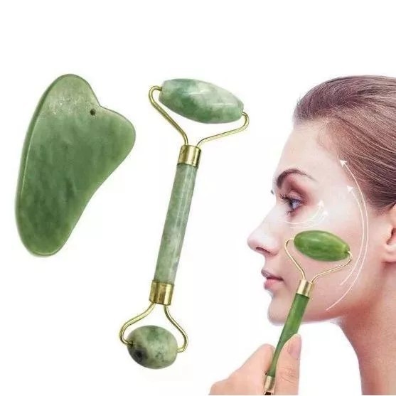 Rolinho Pedra De Jade Facial Massageador Anti Ruga