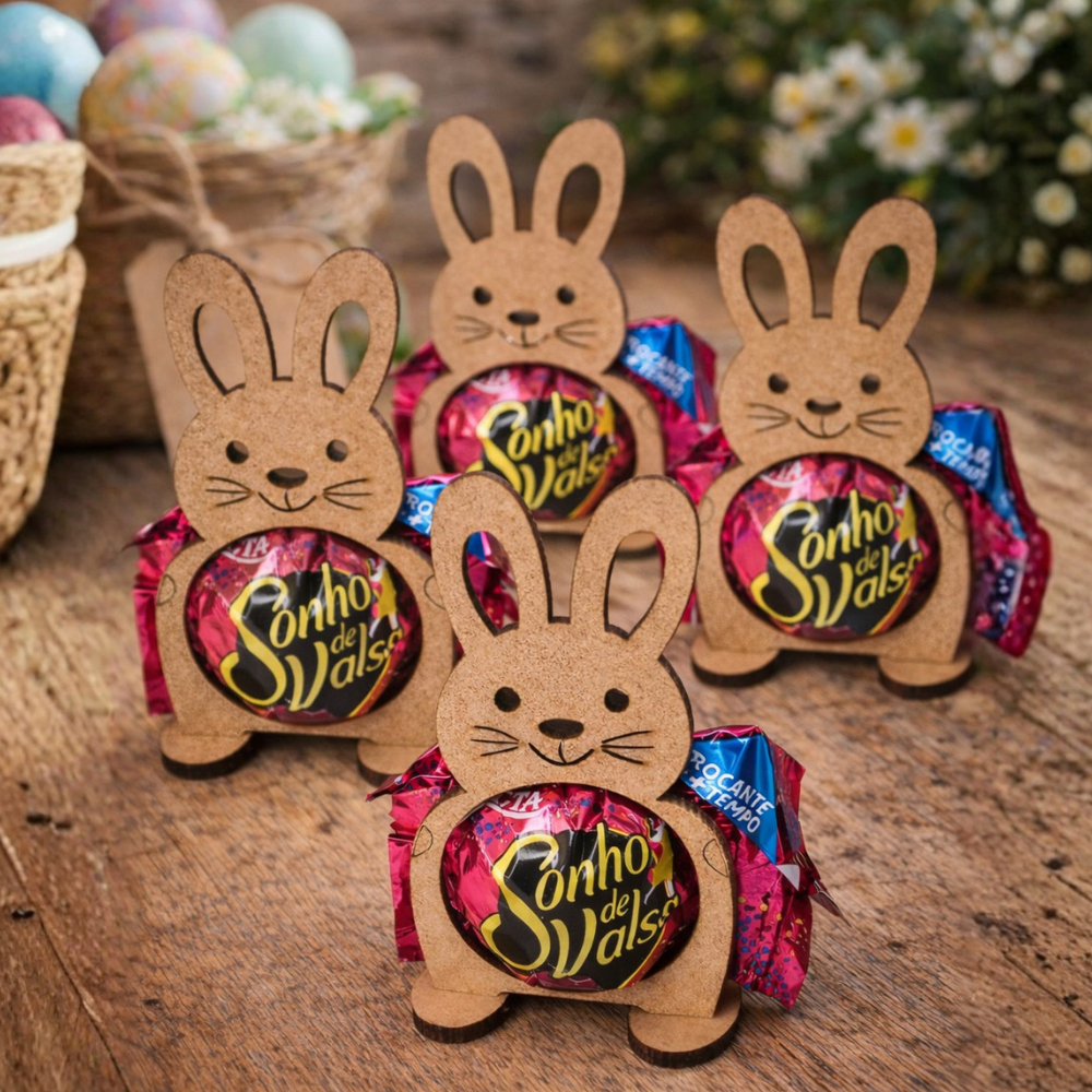Kit com 30 Porta Bombom de Coelho para Páscoa em 