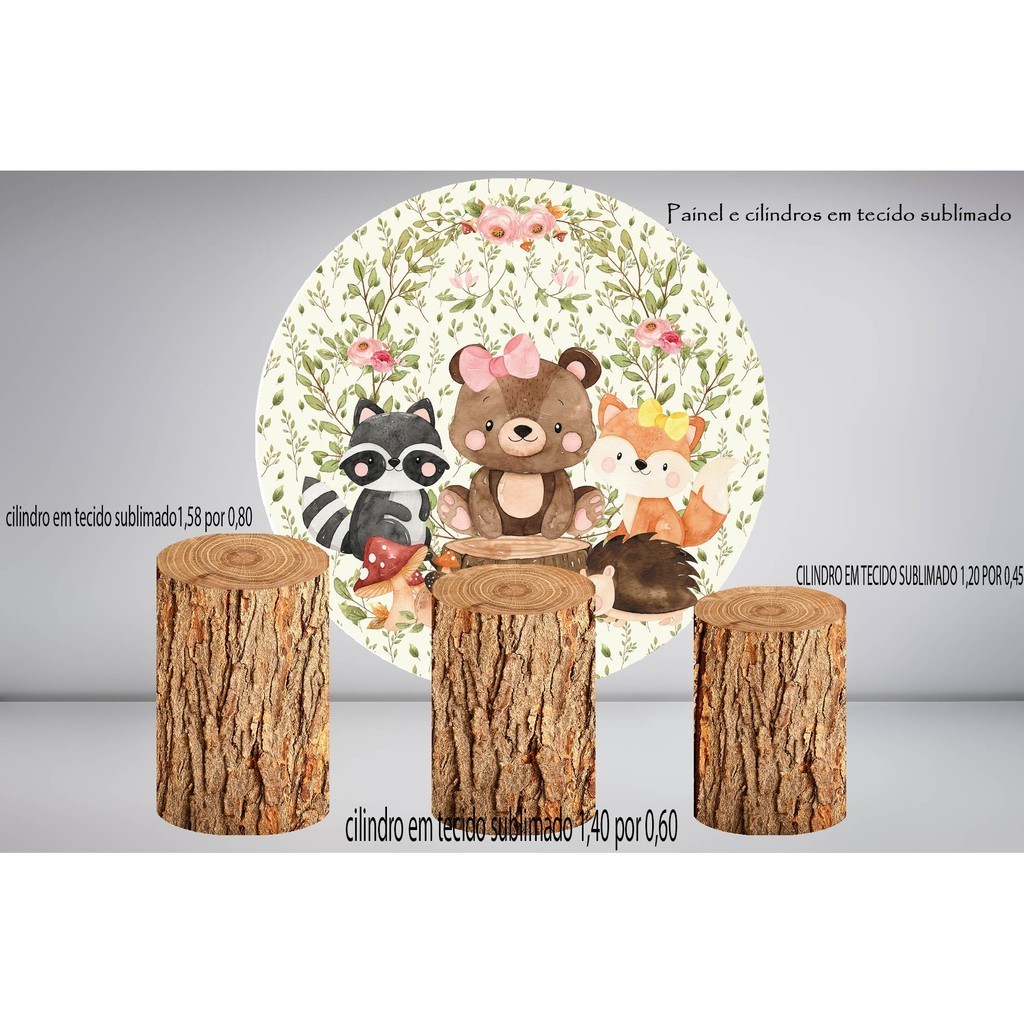 Kit Painel Redondo 1,50 + Capas Cilindros Tecido S