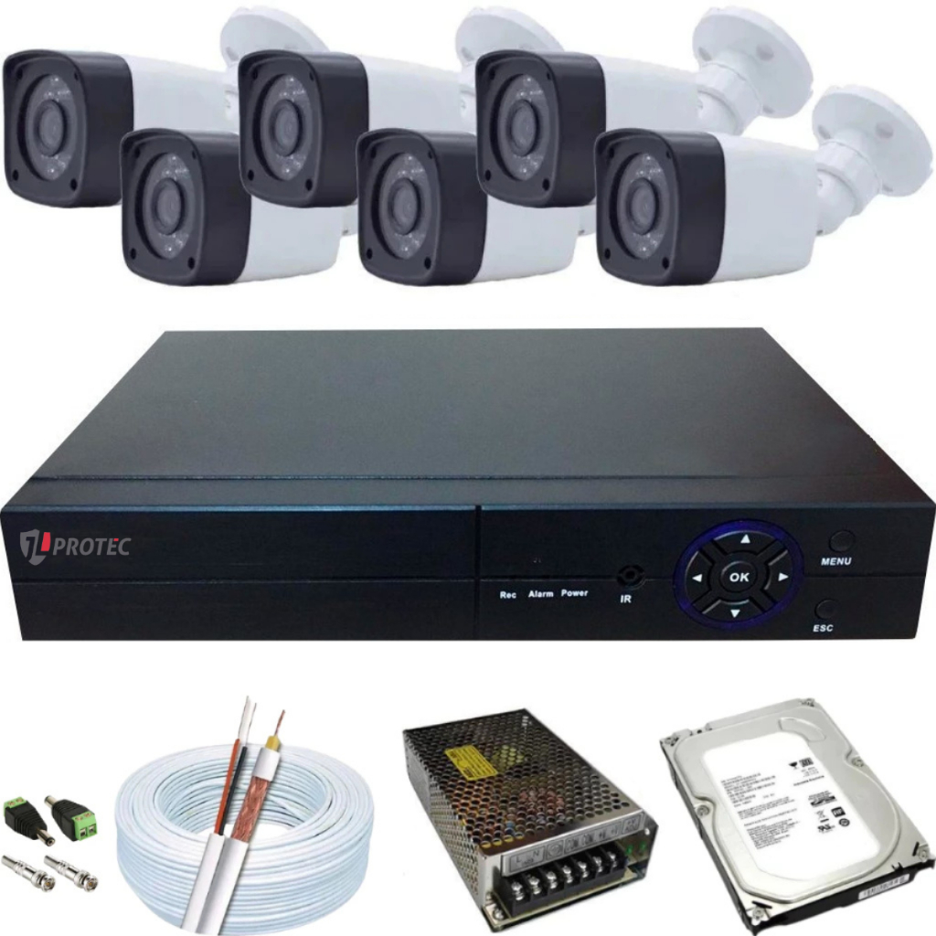 Kit 6 Câmeras de Segurança Interna e Externa Com