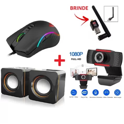 Kit Básico Mouse Optico gamer, Web cam Full HD 10