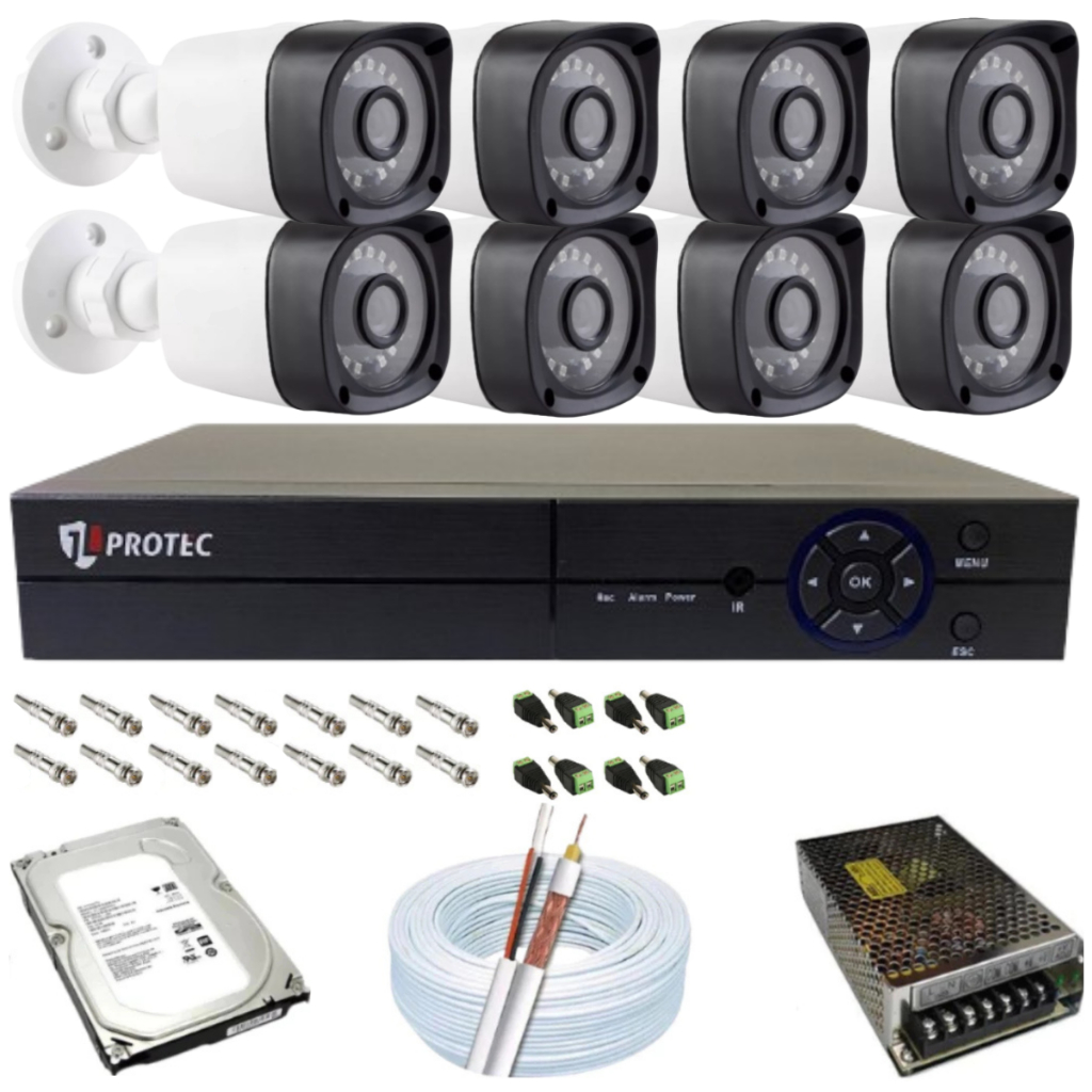 Kit 8 Câmeras Full HD 1080P Cftv Para Monitoramen
