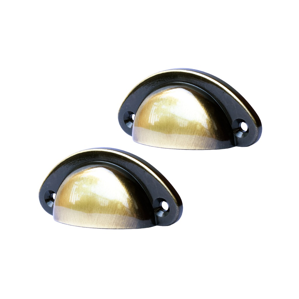 Kit 2 Puxador Ouro Velho Polido Para Gaveta Concha