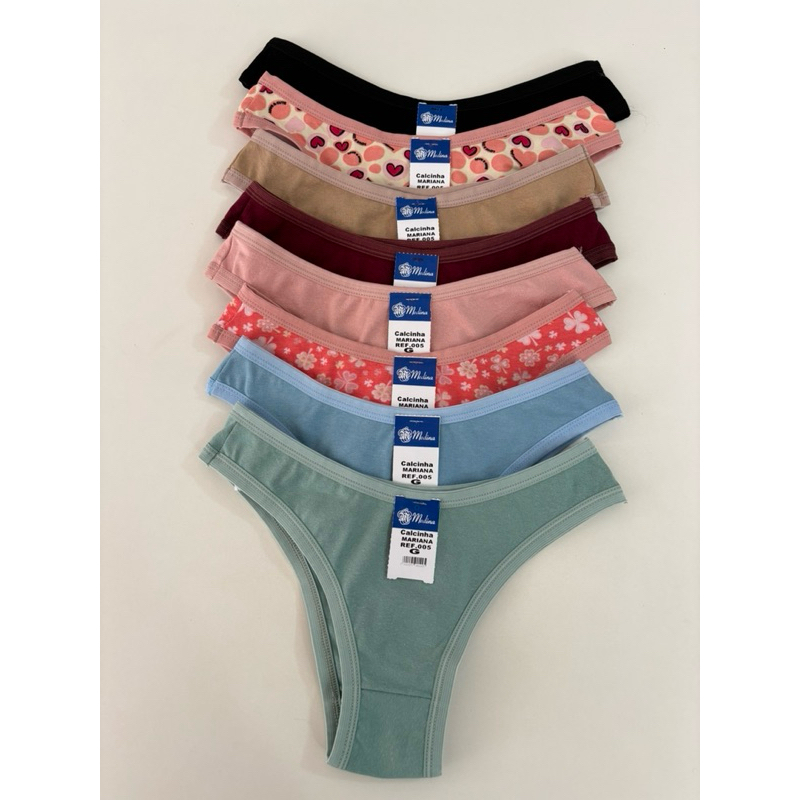 Kit 5 Calcinhas Adulto Algodão com Elástico Refo