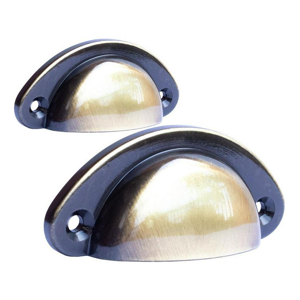 Kit 2 Puxadores De Gaveta Concha Tivoli Ouro Velho