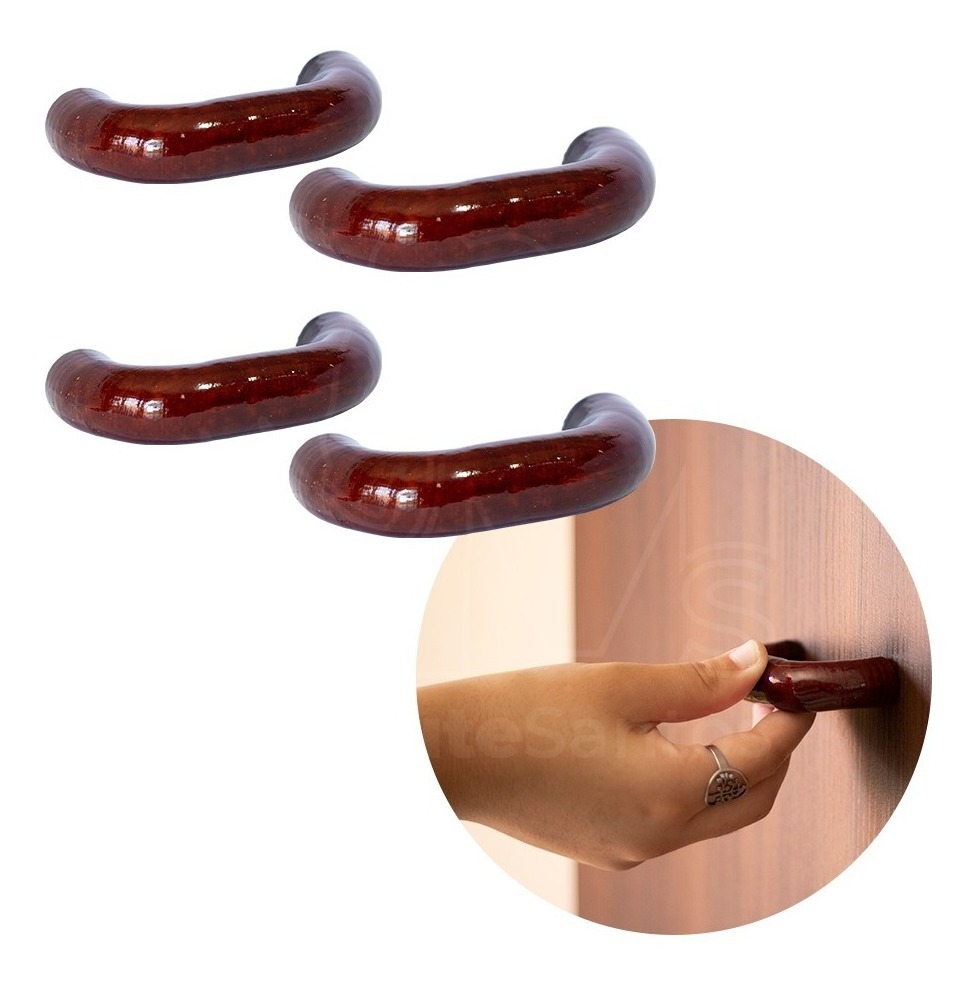 Puxador Alça De Madeira Para Porta E Gaveta Mogno