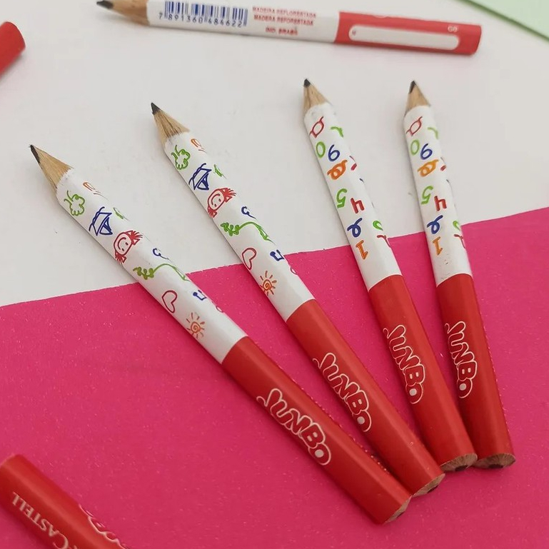 Kit Lápis de Escrever Preto Grafite Decorado Jumb