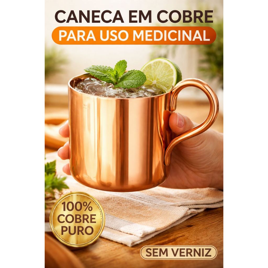 Caneca em Cobre Moscow Mule PARA USO MEDICINAL(SEM