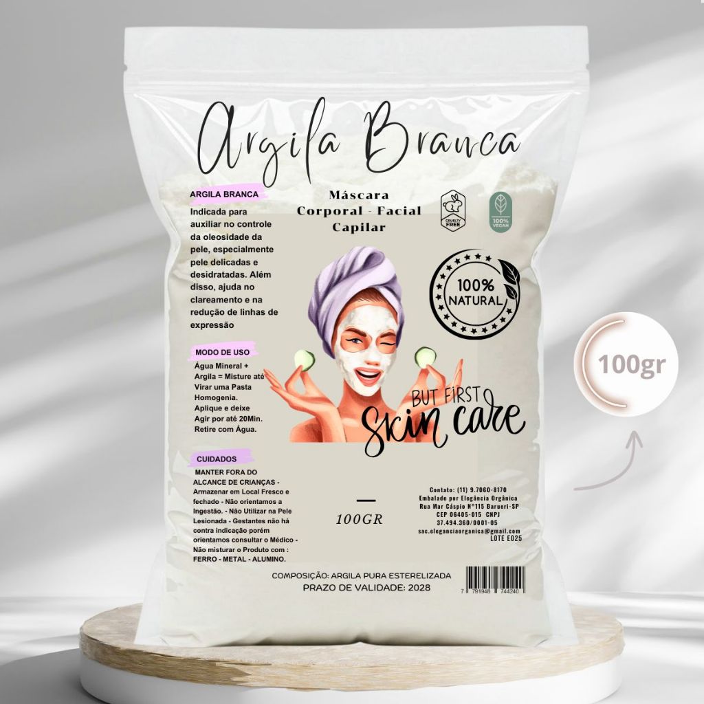 Argila Mascara facial 100g Elegância Orgânica 10