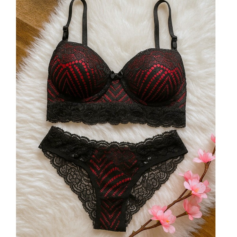 CONJUNTO RENDA COM BOJO SUTIA + CALCINHA LINHA NOI