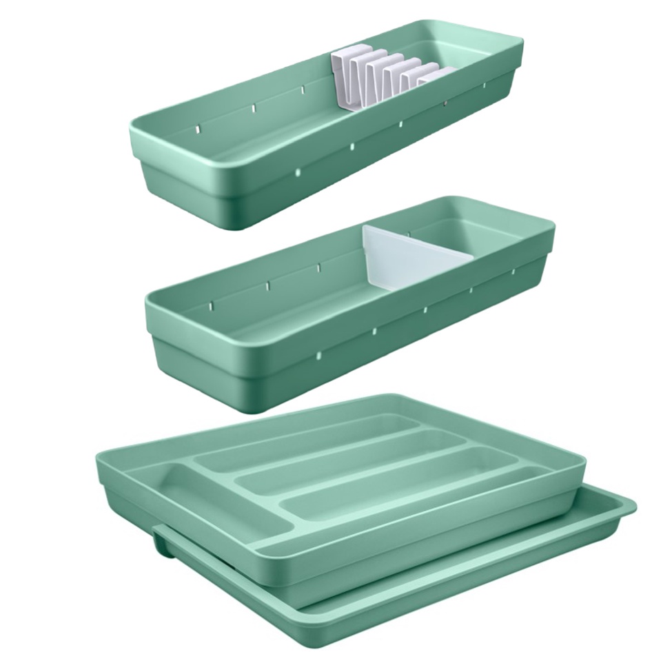 Kit 3 Organizador Gaveta Porta Separador Talheres 