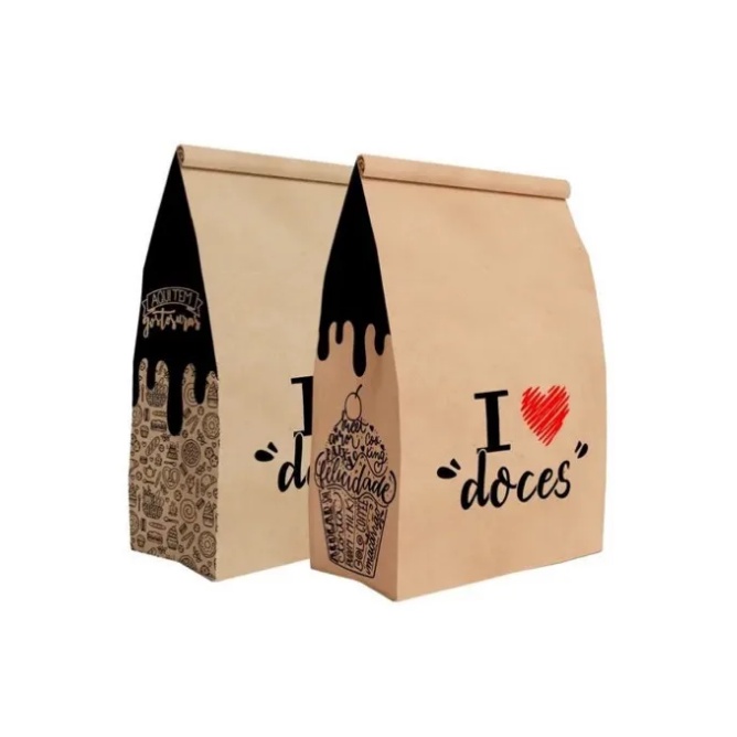 Saco Embalagem Kraft Pequeno P/ Delivery Doces Doc