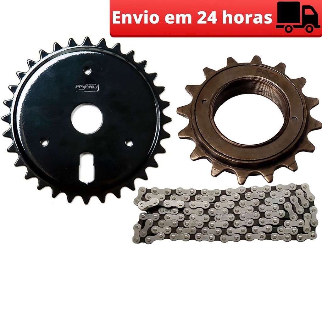 Kit Relação Bike aro 16 20 Mtb Catraca Corrente 
