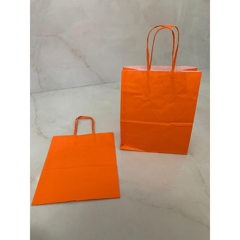 10 Sacolas De Papel Candycolor Laranja 23,5x10x31,