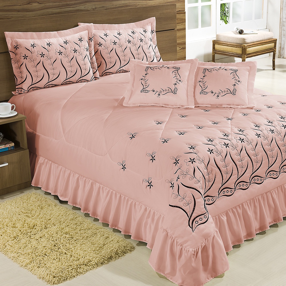 Kit Cobre Leito Casal Queen Desejos 07 Peças R