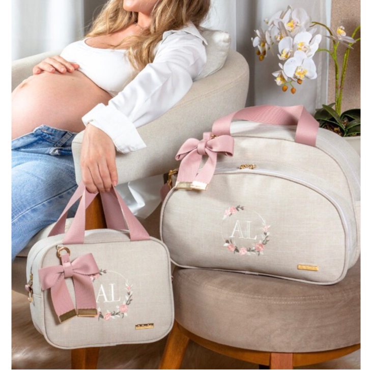kit de Bolsa e Frasqueira Maternidade mamãe e beb