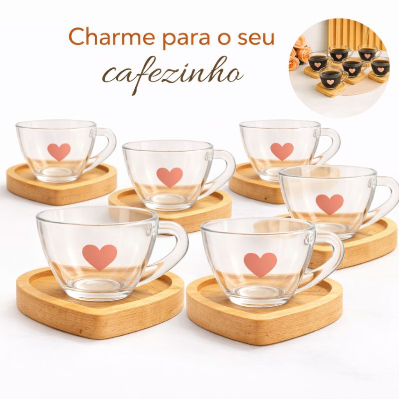 Jogo de Xícaras para Café Cafezinho com Pires de