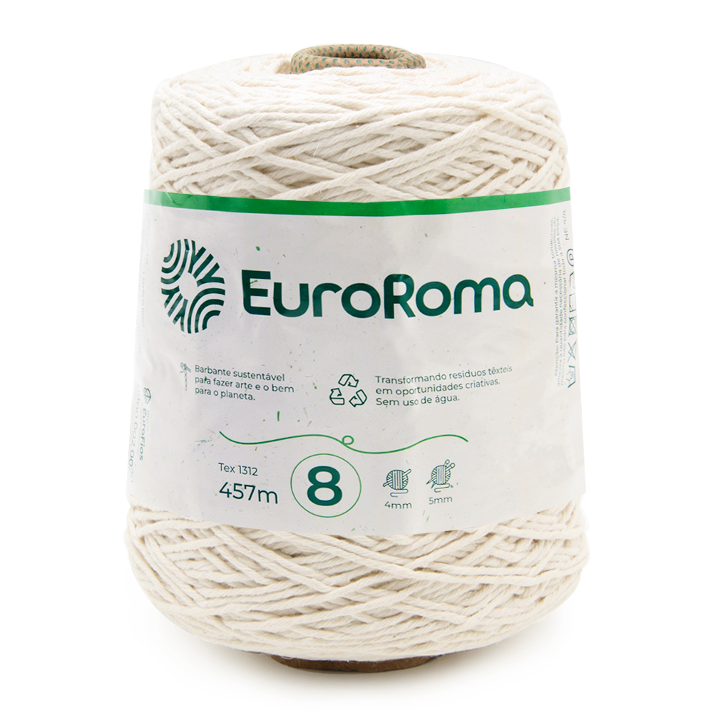 Barbante Euroroma Cru 600g N.08 457mts Crochê Tri