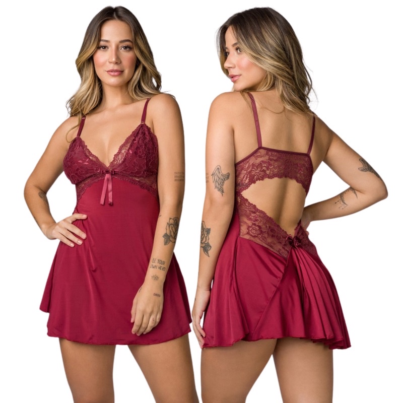 Camisola Sexy Feminina Renda Sensual  Linha Noite 