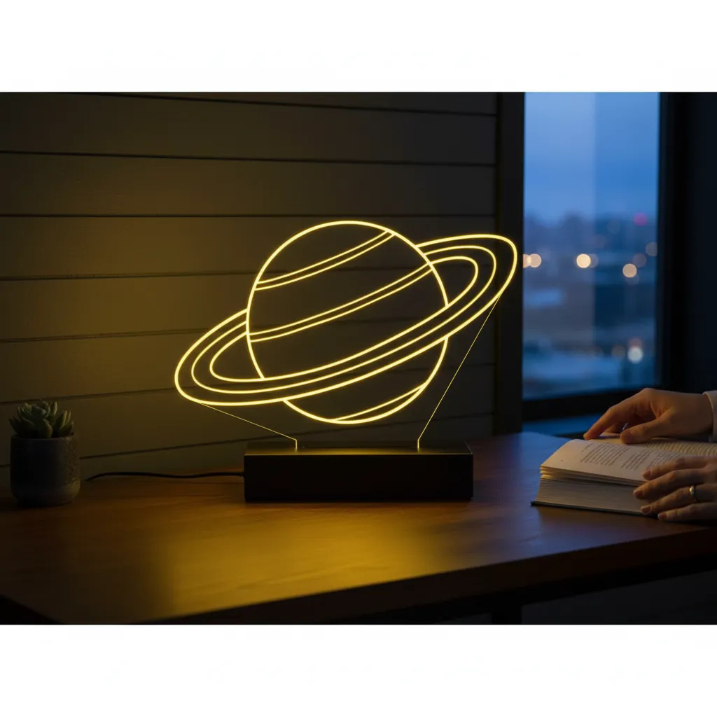 Luminária Led 3d | Saturno Planeta Sistema Solar