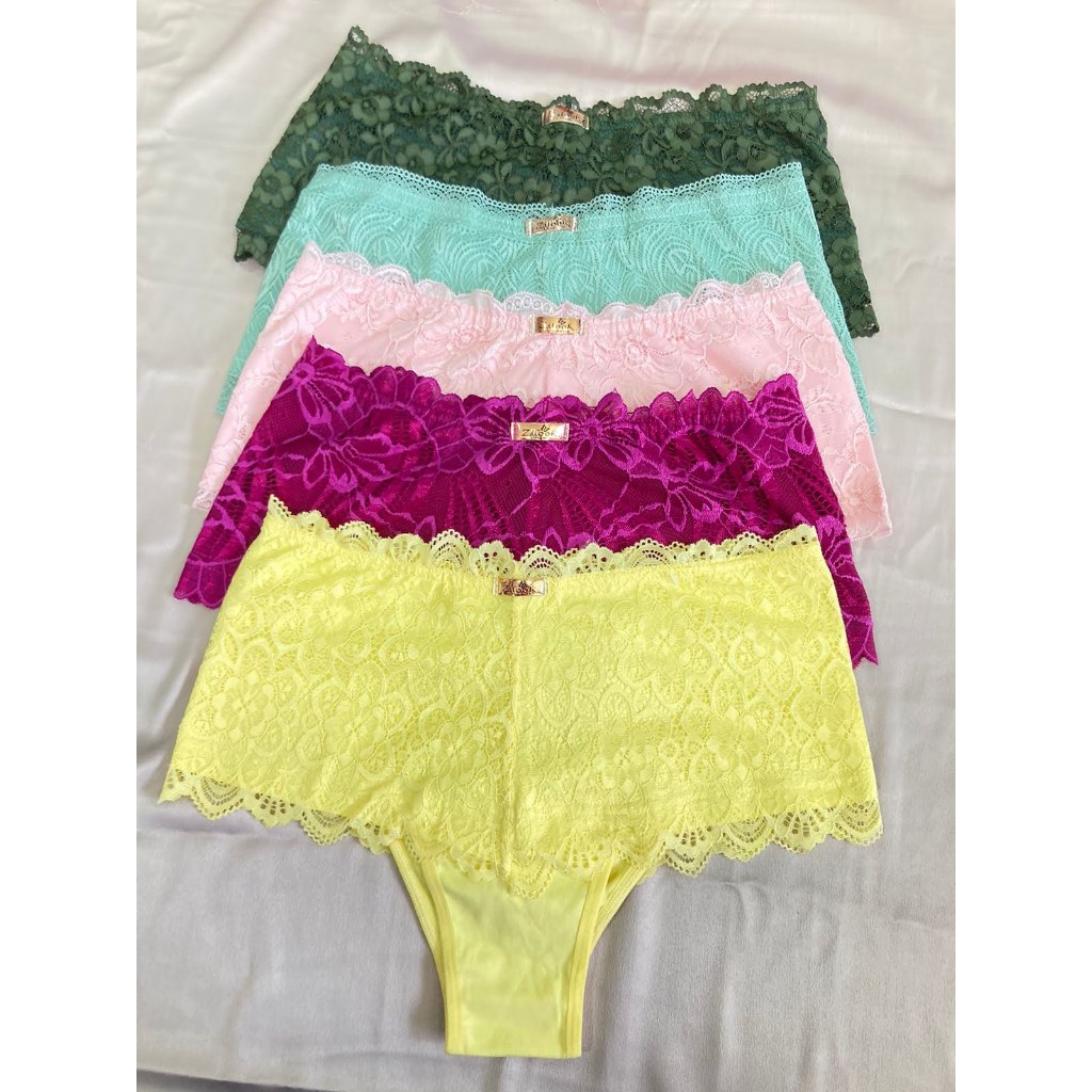5 Calcinha Cinta Cintura Alta Renda Luxo Modelador