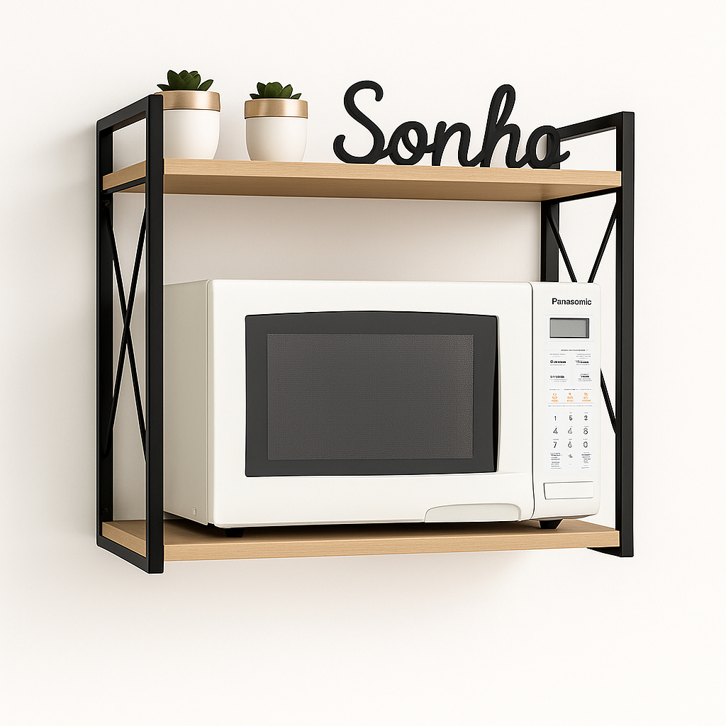 Suporte Micro-ondas Industrial Parede Ferro Madeir