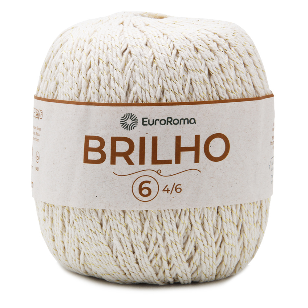 Barbante Euroroma Brilho Ouro Cru N°6 400g 406mts