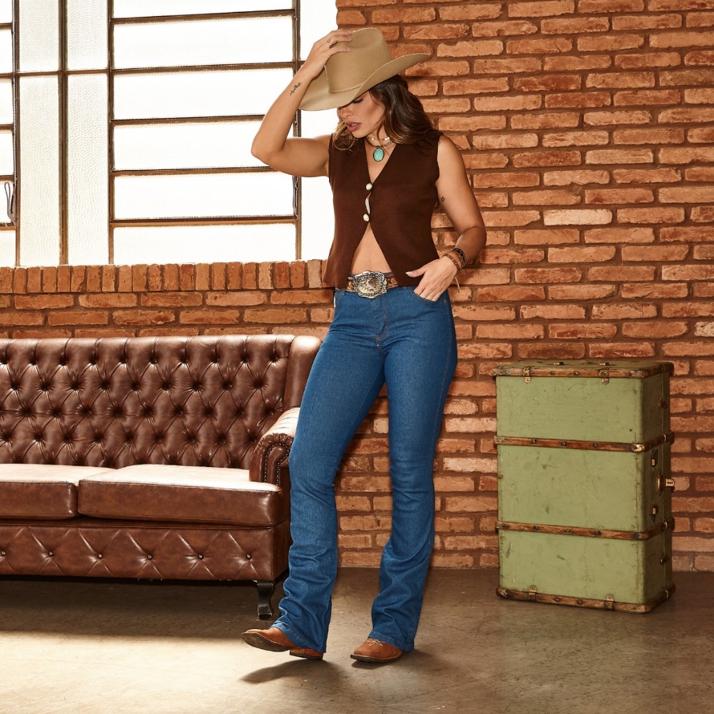 Calça Jeans Feminina Country Robusta Estilosa Cas