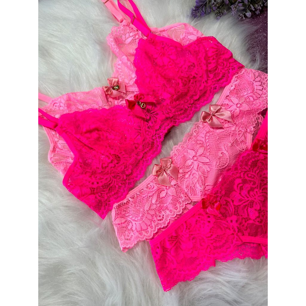 Conjunto de lingerie sutiã sem bojo com aro renda