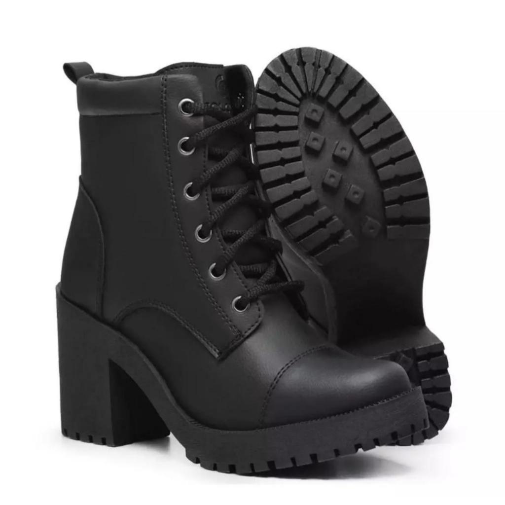 Bota Coturno Feminina Casual Moderna De Couro Leve